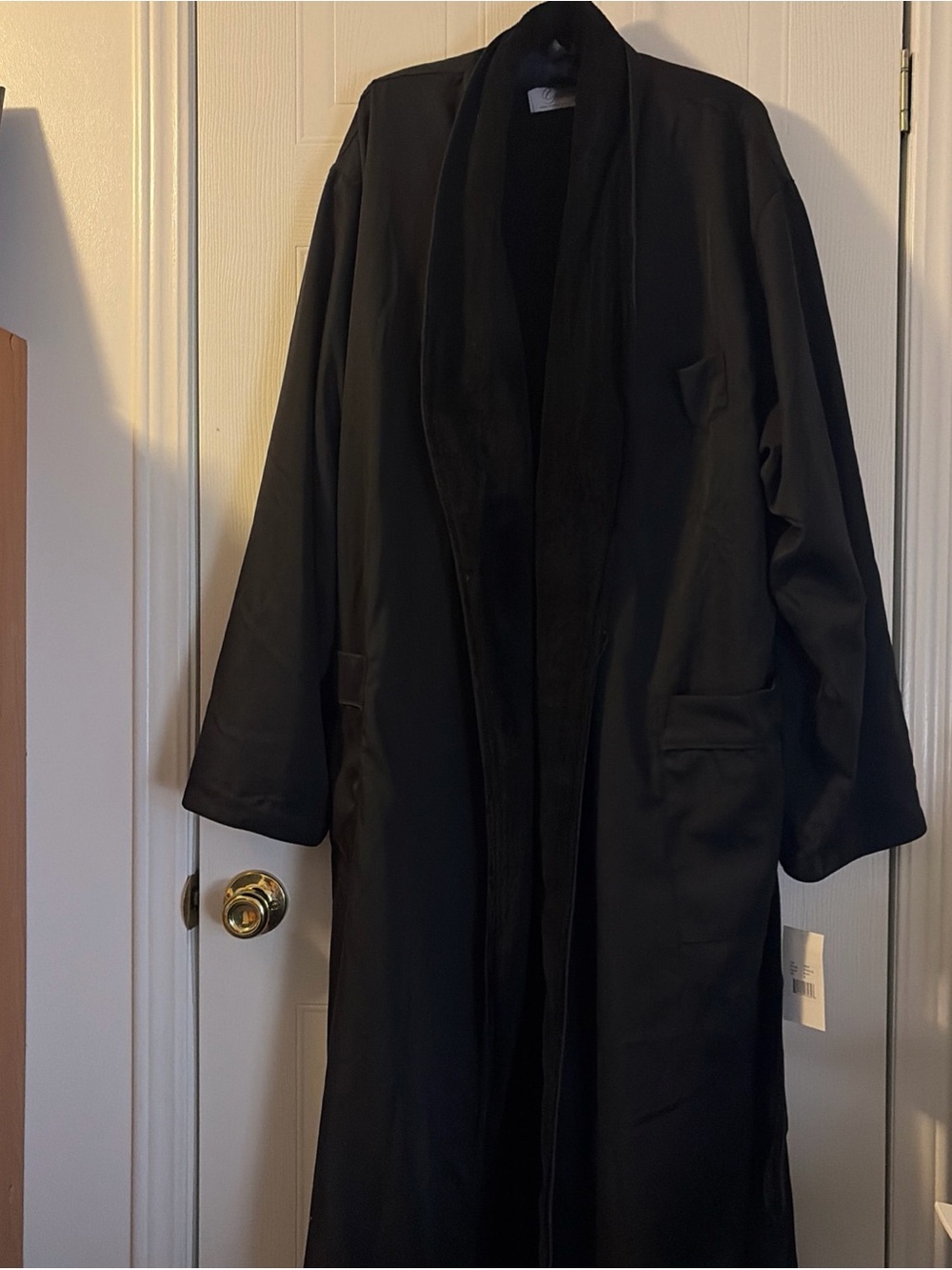 Monarch Cypress Luxe Black Plush Lined Microfiber XL Unisex Spa Robe NWT